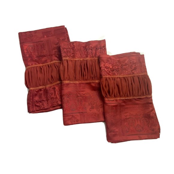 3 JCPenney Home Luxury Valances Curtains Set Red Embroidered Window Discontinued - Picture 1 of 7